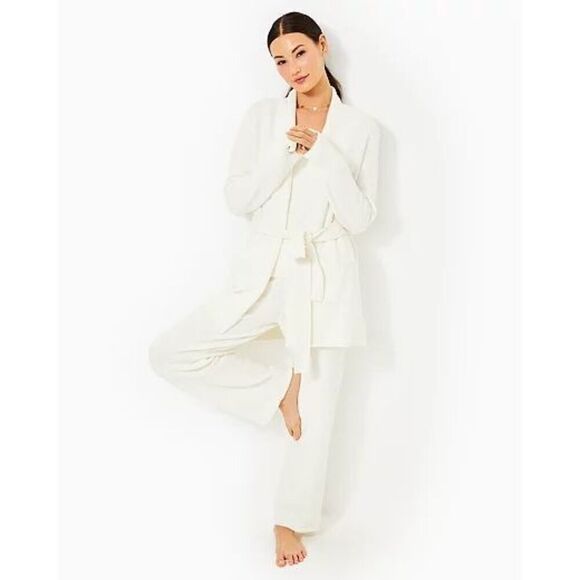 Lilly Pulitzer Womens Coconut Long Sleeve Open Front Tie Waist Cardigan Medium - Picture 2 of 10